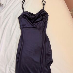 Windsor Navy Asymmetrical Slip Dress
